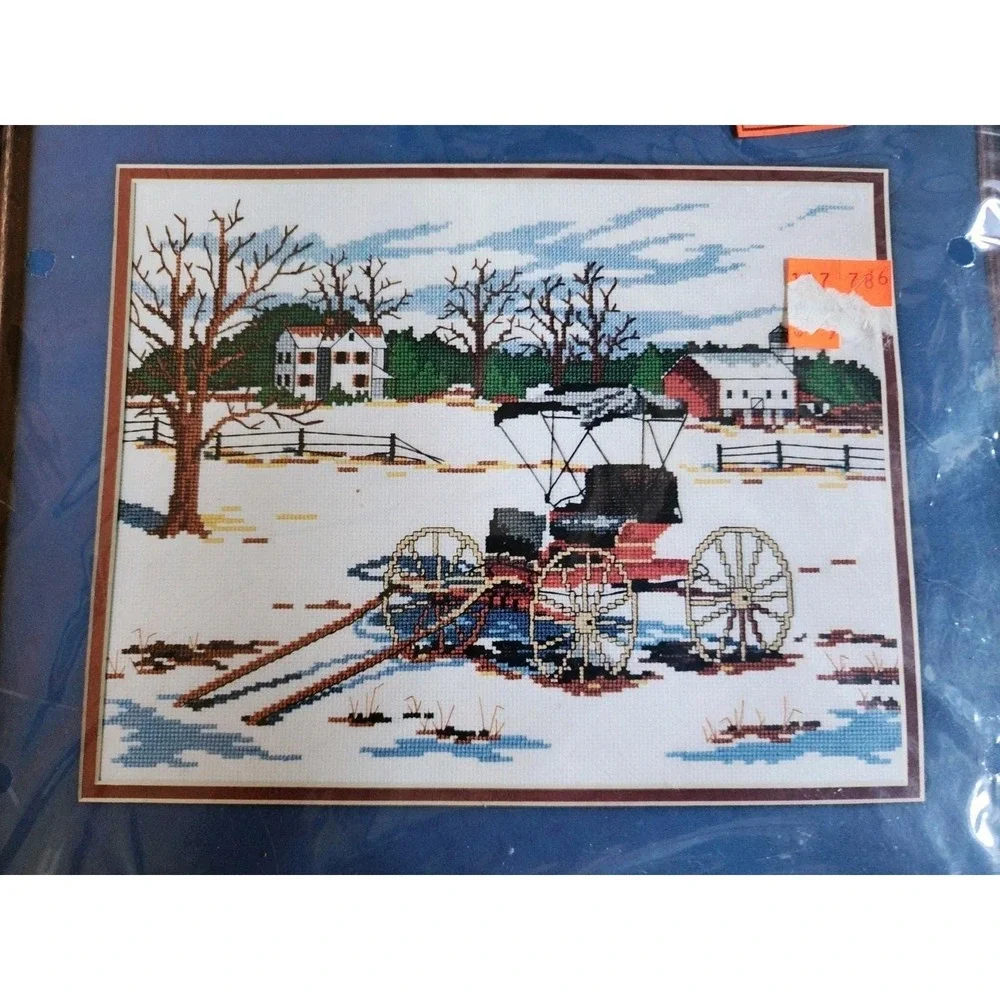 Dimensions Cross Stitch Kit Snowy Surrey Vintage 1984 Country New Crossstitch
